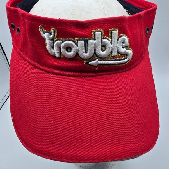 Bio Domes Trouble Devil Horns Adjustable Red Visor Hat Casual Golf Outdoors - Picture 5 of 8